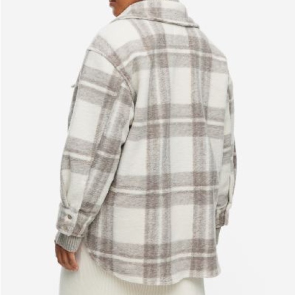 Beige Plaid Oversized Shacket - Picture 5 of 7